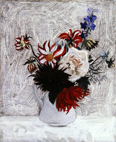 Dahlior och Larkspur av Christopher Wood