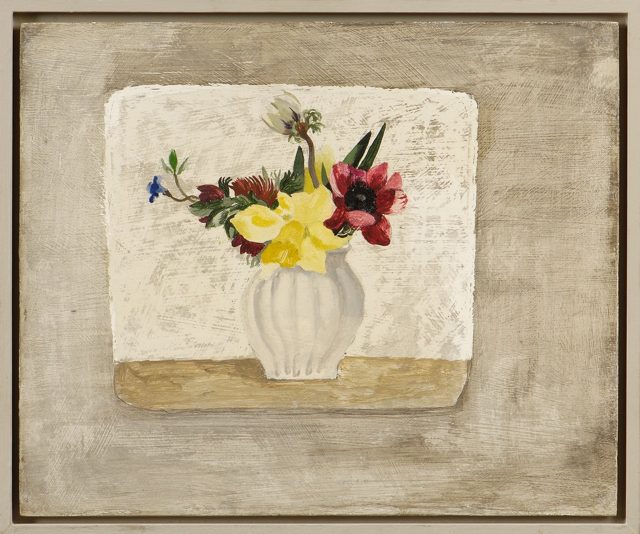 Vårblommor i en vit burk, ca 1928 av Christopher Wood