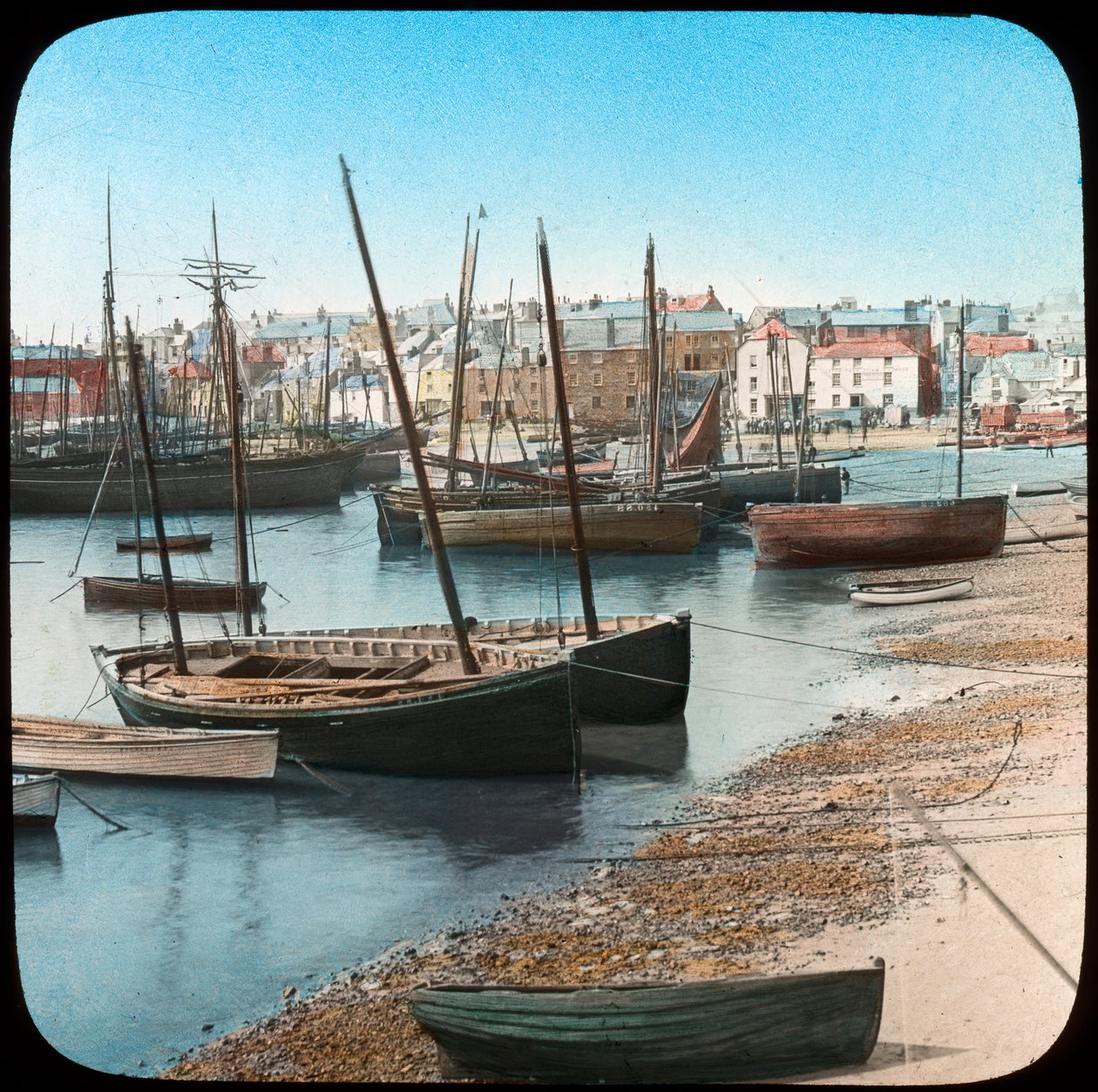 Fiskeflotta, St Ives, Cornwall, sent 1800- eller tidigt 1900-tal av Church Army Lantern Department