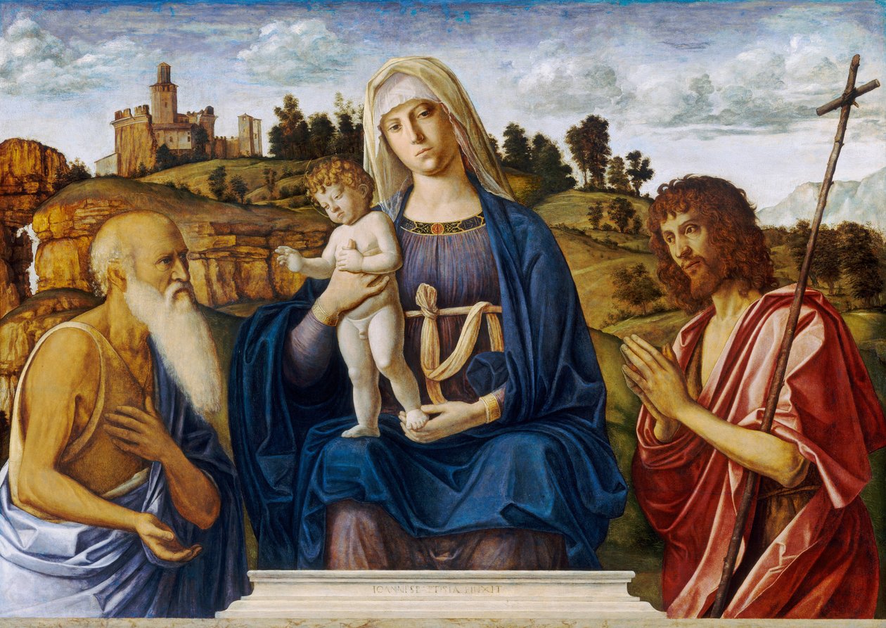 Madonna och barn med Sankt Hieronymus och Sankt Johannes Döparen av Cima da Conegliano