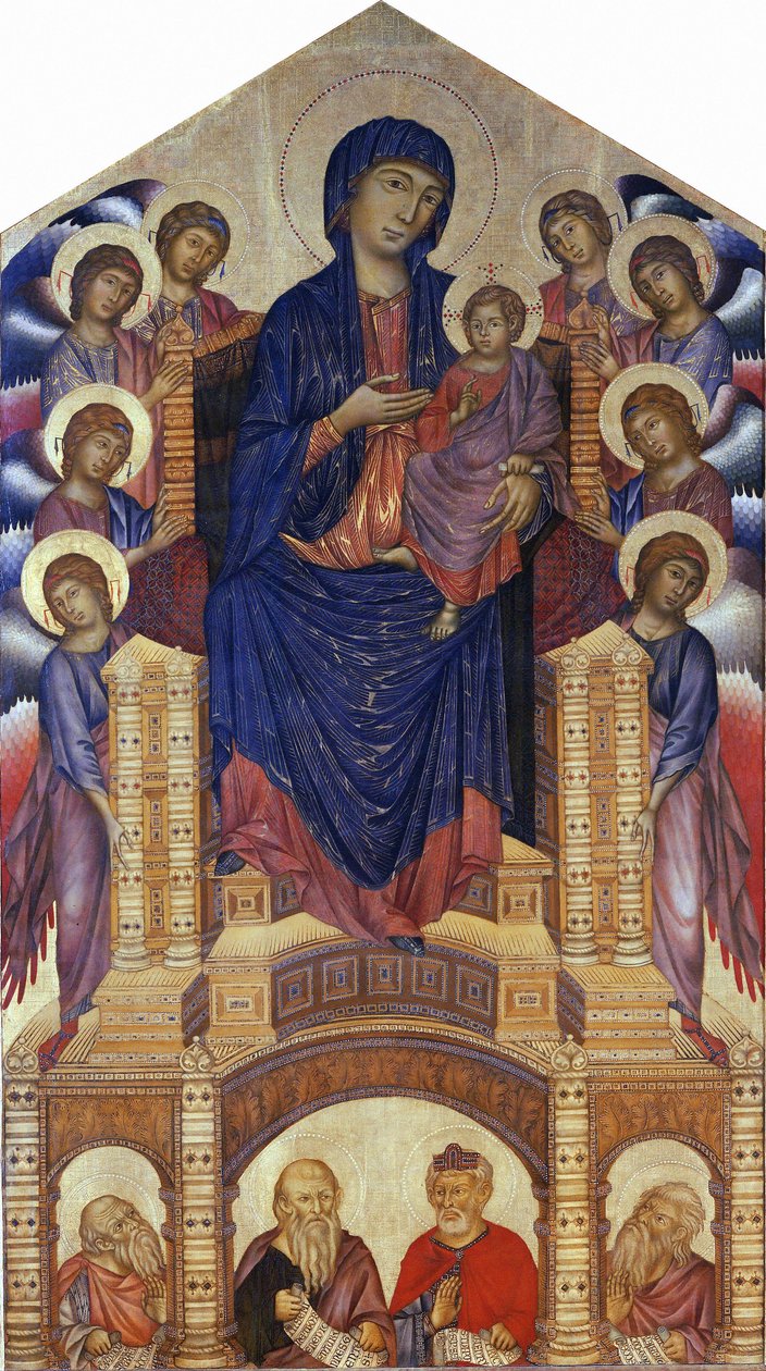 Santa Trinita Maestà (tronande madonna, tronande madonna med barn och åtta änglar, Santa Trinita-madonna) av Cimabue