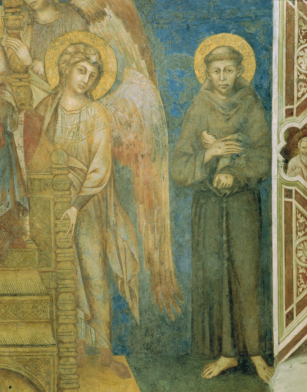 Saint Francis med en ängelfreskdetalj av 440729 av Giovanni Cimabue