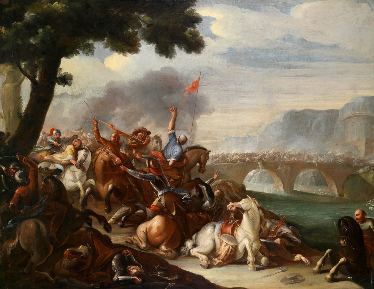 Ridsport mellan kristna och ottomaner av Circle of August Querfurt