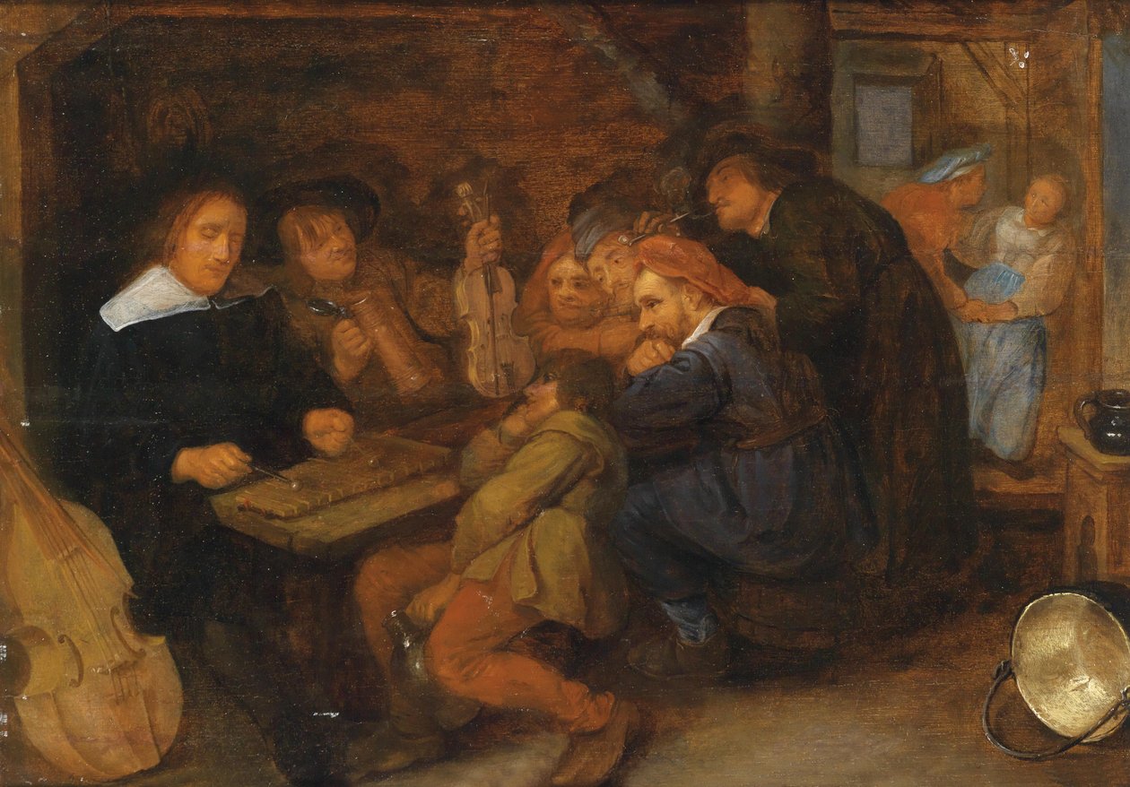 Wirtshausinterieur mit musizierenden Personen av David Ryckaert