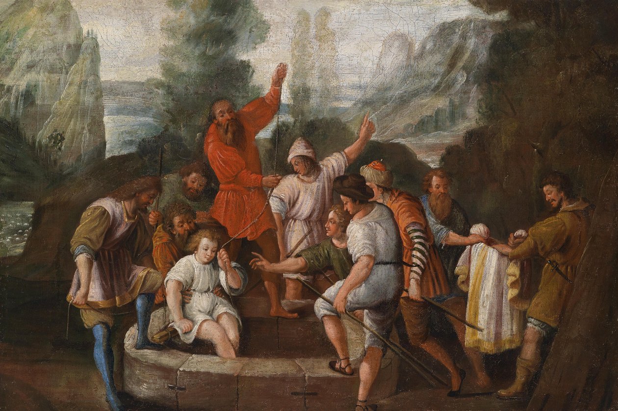 Joseph wird von seinen Brüdern in den Brunnen geworfen av Johann Heiss