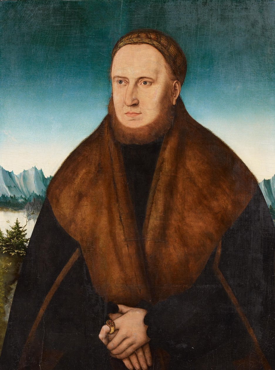 Porträtt av en skäggig man med en keps och en pälstrimmad kappa av Jan the Elder circle of Brueghel