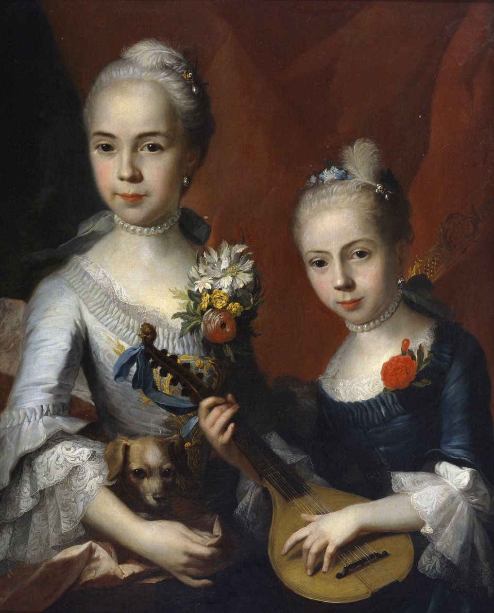 Porträtt av två flickor, ingen dejt av Circle of Antoine Pesne