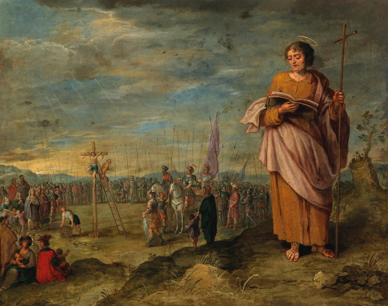 Frans Francken II (cirkel) Evangelist och Kristi korsfästelse av Circle of Frans Francken the Younger