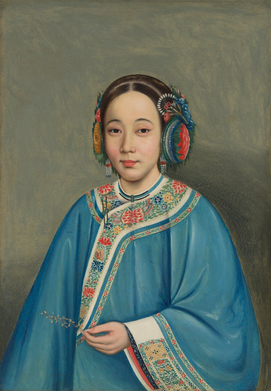 Porträtt av en kvinna av Circle of Guan Qiaochang Lam Qua