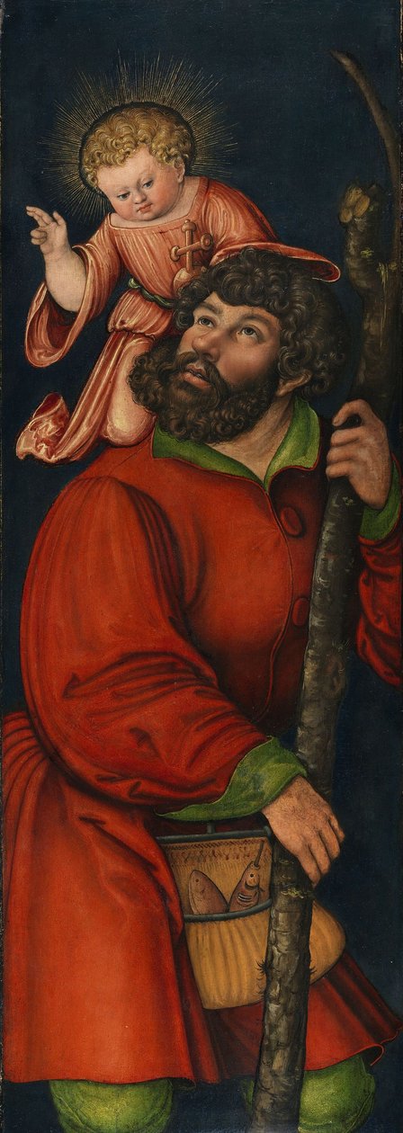 Tyska: Der heilige Christophorus Sankt Kristoffer av Circle of Lucas Cranach the Elder