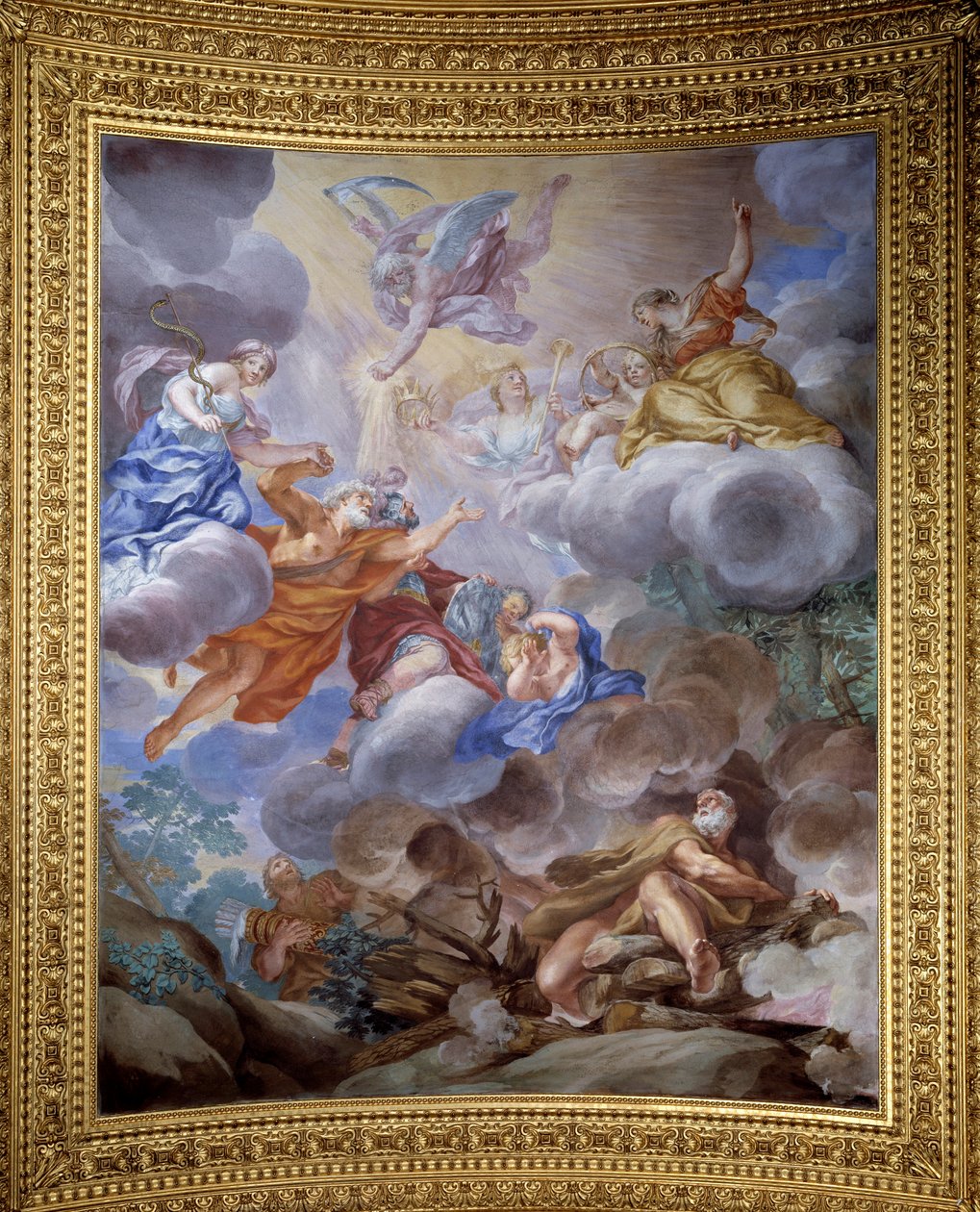 Allegori om Saturnus som prisar familjens storslagenhet Medici - Fresco av Ciro Ferri