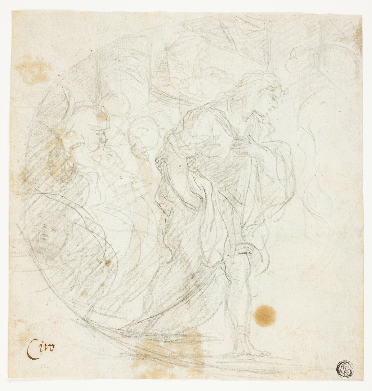 Oidentifierad biblisk scen (recto); Skisser (verso) av Ciro Ferri