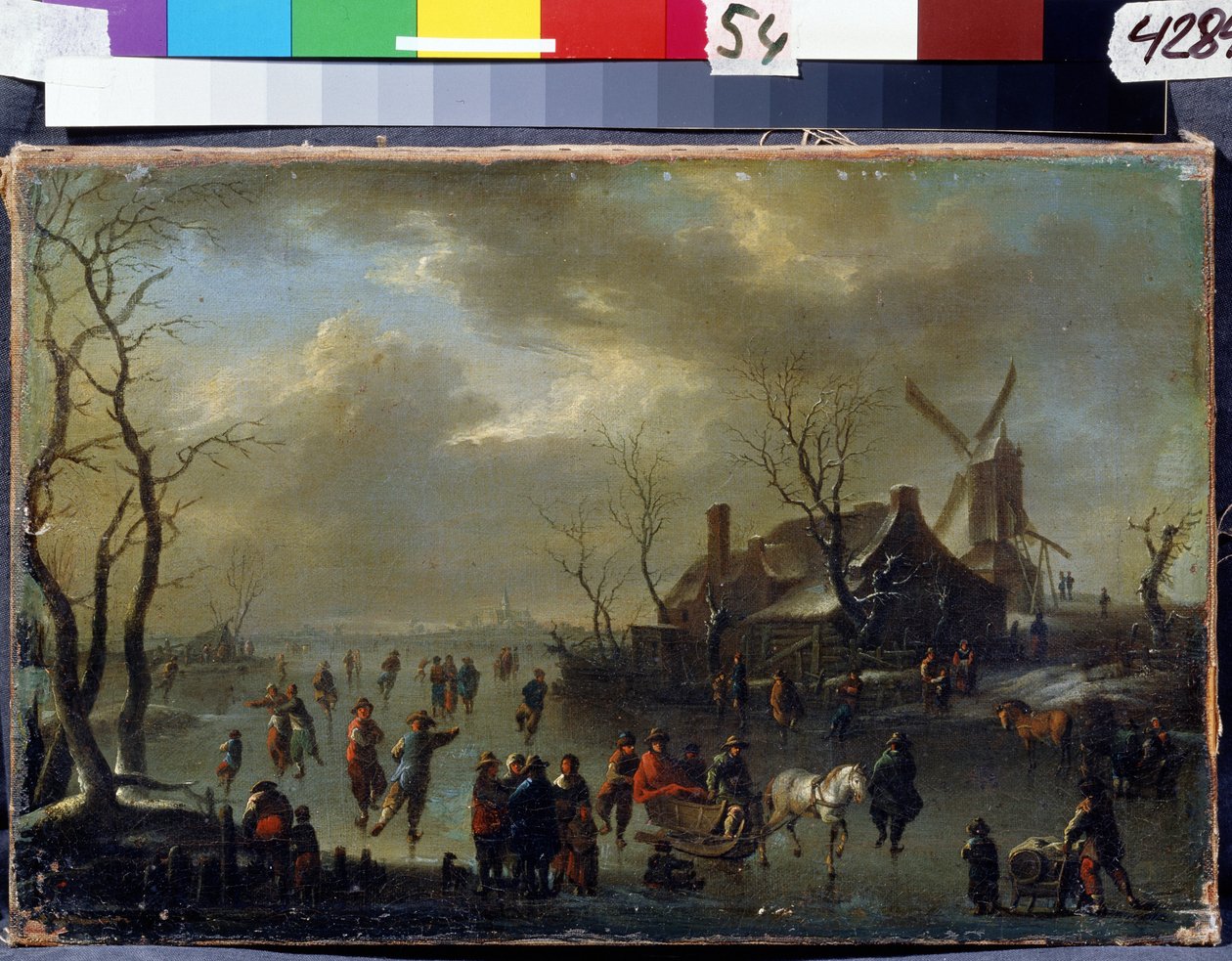 Vinterlandskap. Målning av Claes Molenaer (Klaes Molenaer, ca 1630-1676). Olja på trä. Holländsk konst, barockstil. State Museum Arkhangelskoye Estate, Moskva av Claes  Molenaer