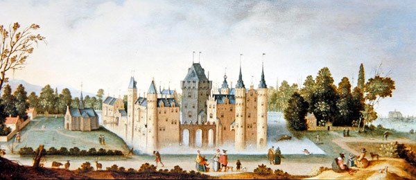 Egmond Abbey & Castle (olja på panel) av Claes Jacobsz. van der Heck