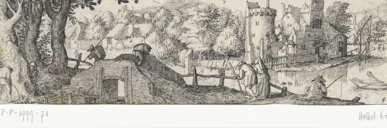 Utsikt över ett slott Yrken och ansikten i och runt Amsterdam (serietitel) av Claes Jansz. Visscher (II) (attributed to)