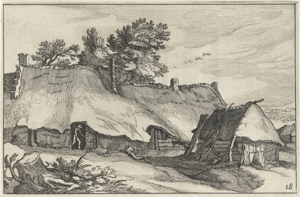 Gård och liten lada Landskap med gårdar (serietitel) av Claes Jansz. Visscher (II)