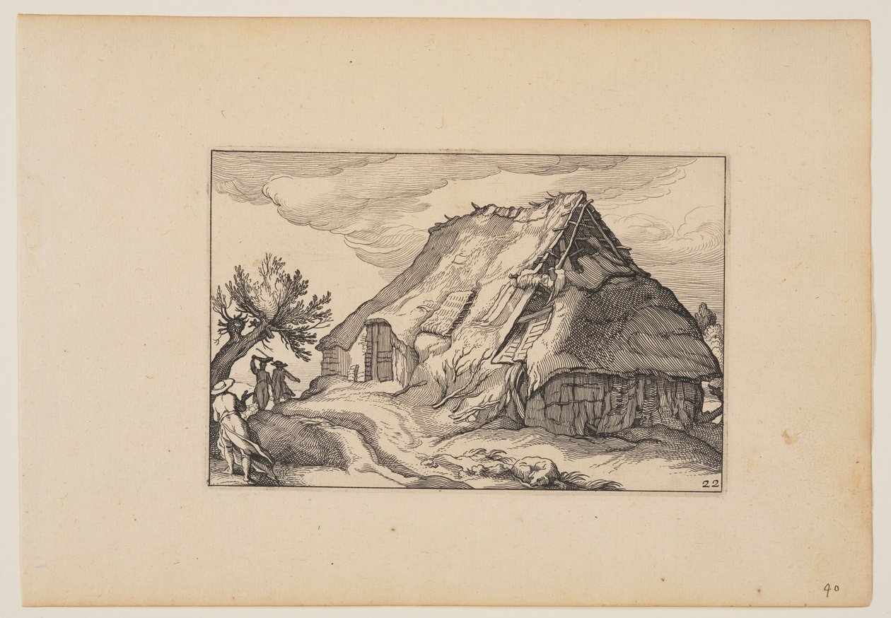 En ladugård, från Landskap (Verscheyden aerdige Lanthuysen...) av Claes Jansz. Visscher