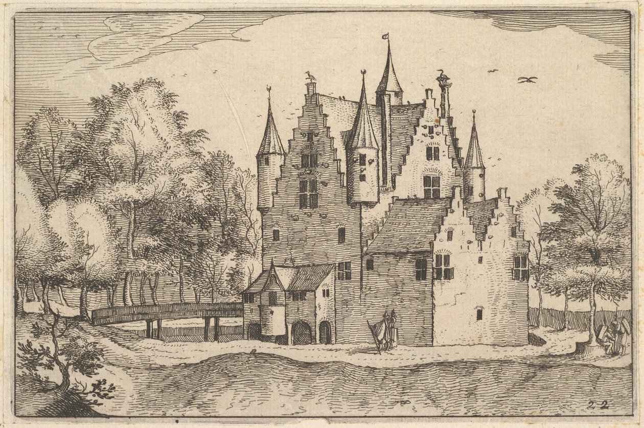Ett slott, skylt 22 från hertigdömet Brabant, ca. 1610 av Claes Jansz Visscher
