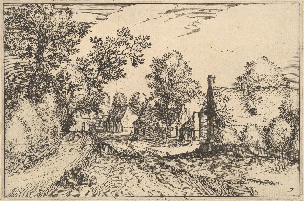A Village Road, skylt 7 från 1610 av Claes Jansz Visscher