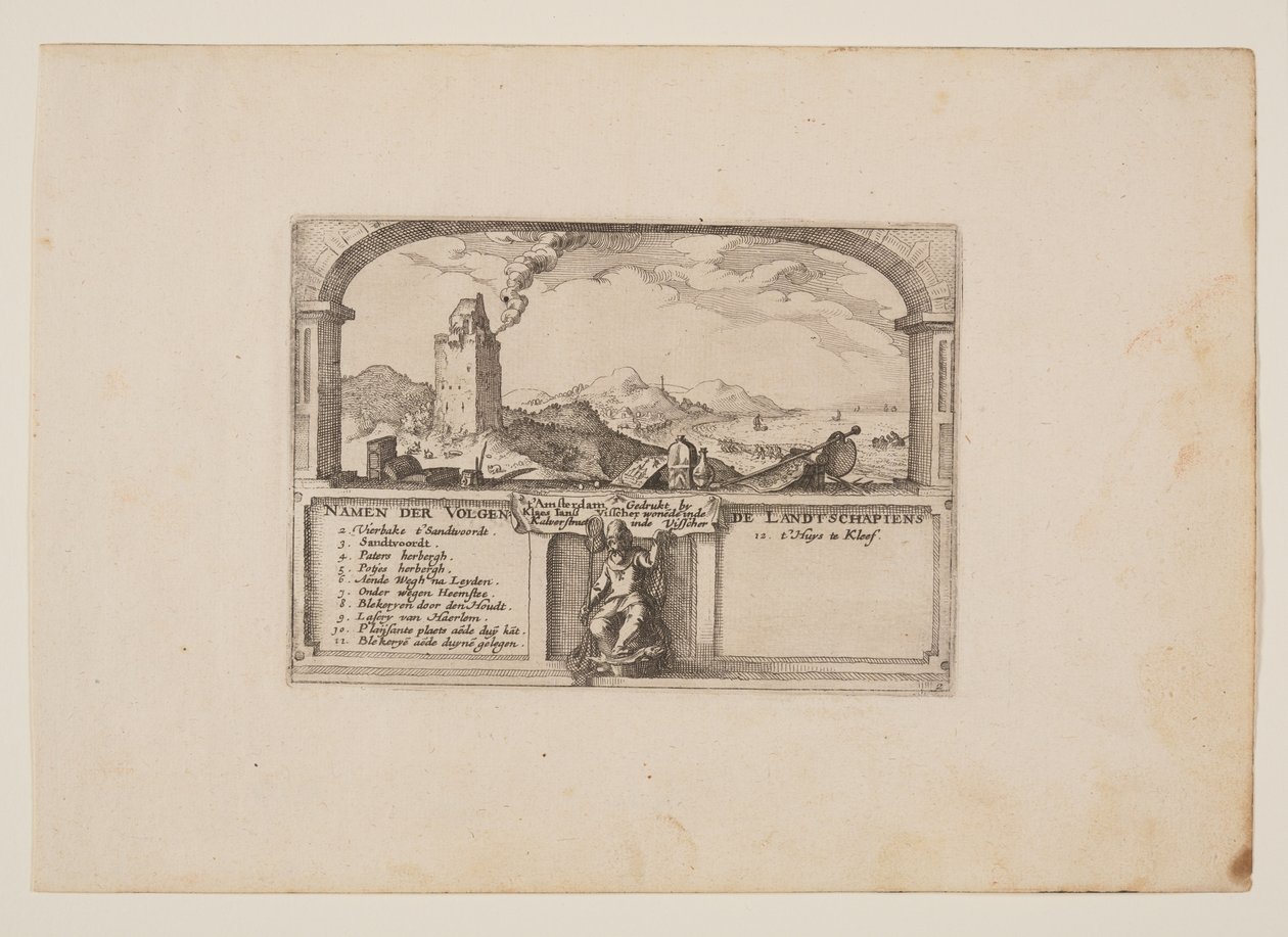 Fyren vid Zandvoort, från vyer i omgivningarna kring Haarlem (Plaisante Plaetsen) av Claes Jansz. Visscher