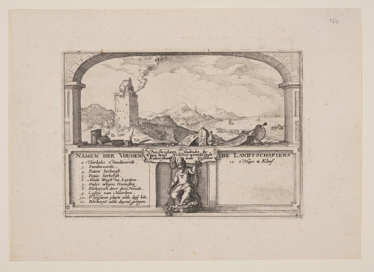 Fyren vid Zandvoort, från vyer i omgivningarna kring Haarlem (Plaisante Plaetsen) av Claes Jansz. Visscher