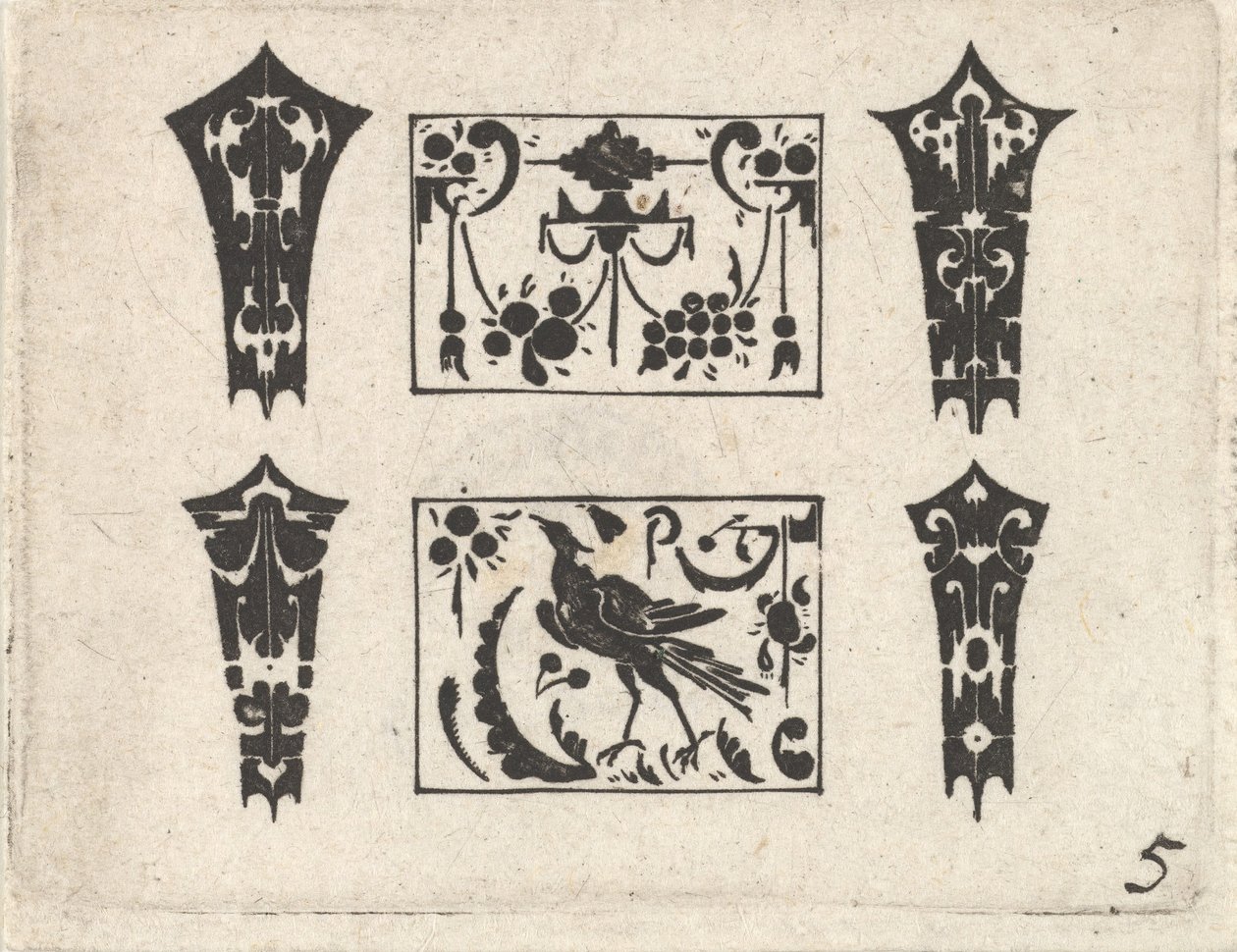 Svarttryck med ett symmetriskt Schweifwerk-mönster, ca. 1620. av Claes Jansz Visscher