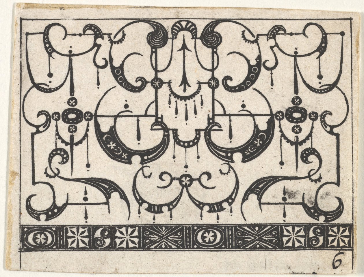 Blackwork Print med ett All-Over Schweifwerk-mönster, ca. 1620. av Claes Jansz Visscher