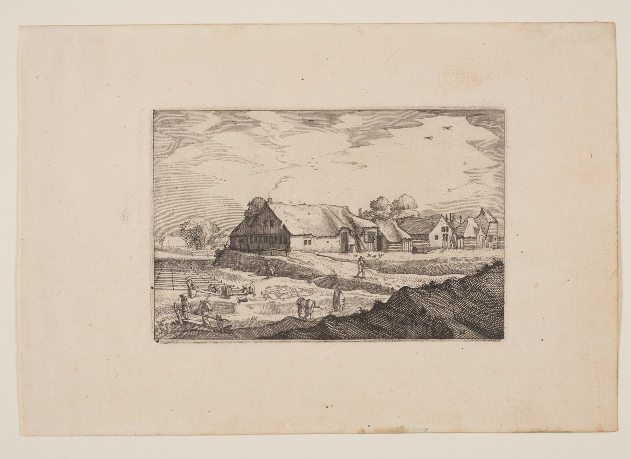 Gårdar och blekningsfält, från vyer i omgivningarna kring Haarlem (Plaisante Plaetsen) av Claes Jansz. Visscher
