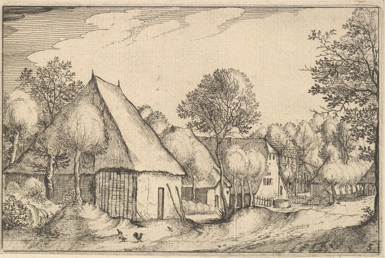 Gårdsgård, tallrik 5 från Regiunculae et Villae aliquot Ducatus Brabantiae, ca. 1610 av Claes Jansz Visscher