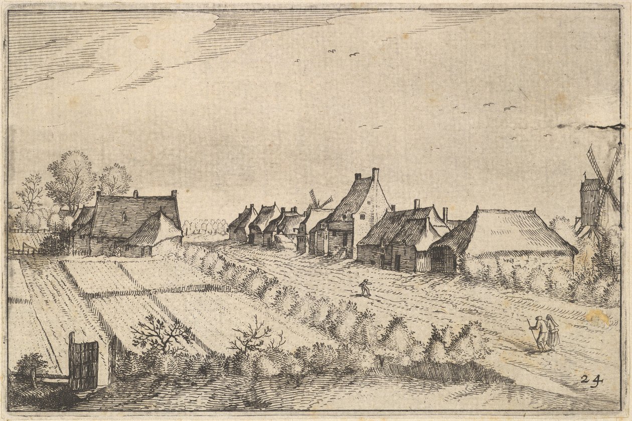 Fields and a Road, skylt 8 från Regiunculae et Villae aliquot Ducatus Brabantiae, ca. 1610 av Claes Jansz Visscher