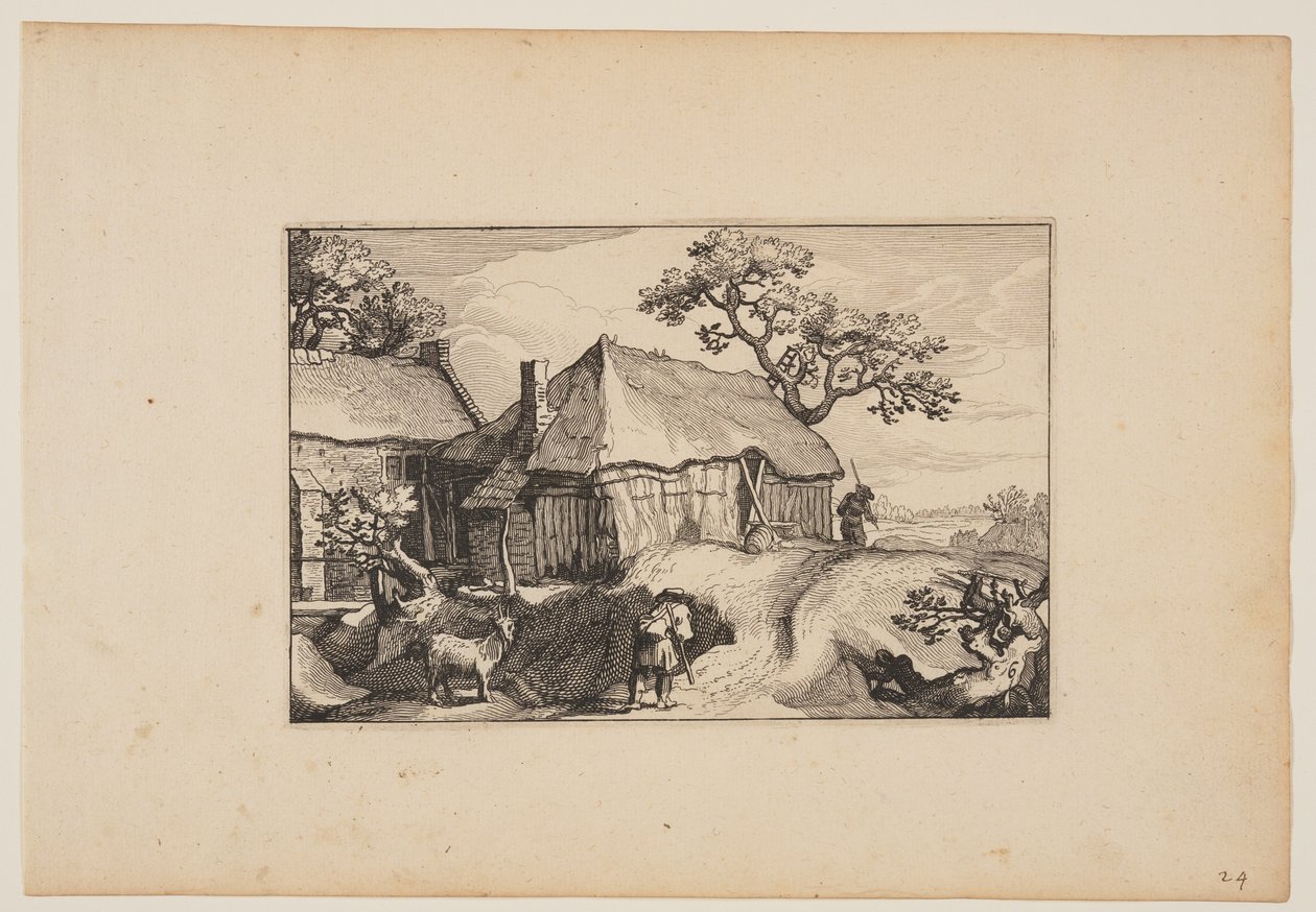 Stig längs en ladugård, från Landskap (Verscheyden aerdige Lanthuysen...) av Claes Jansz. Visscher