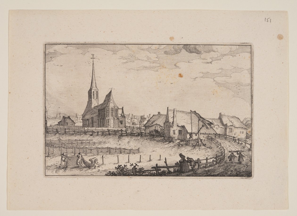 Byn Zandvoort, från vyer i omgivningarna kring Haarlem (Plaisante Plaetsen) av Claes Jansz. Visscher