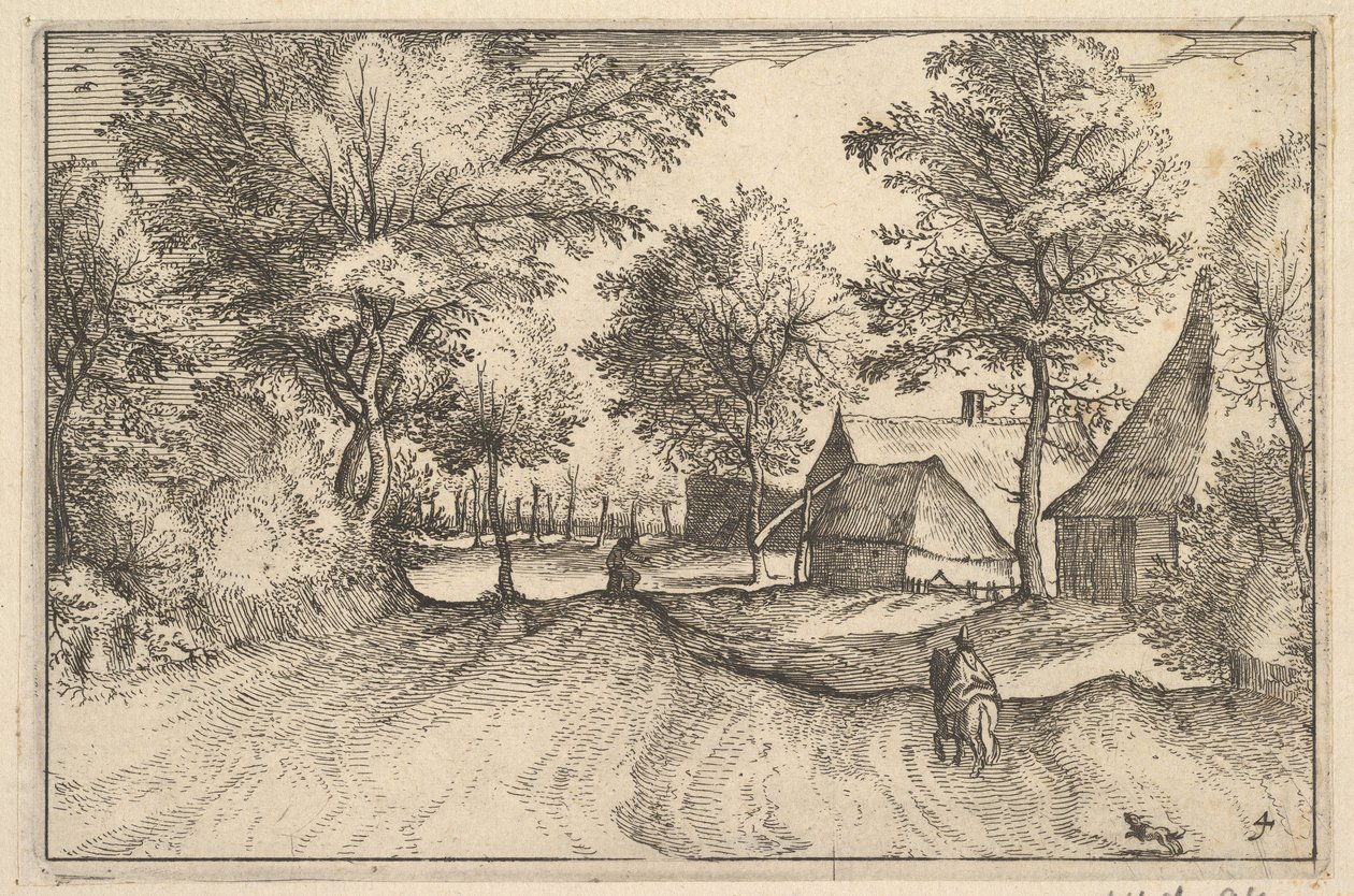 Village Road, skylt 4 från hertigdömet Brabant, ca. 1610 av Claes Jansz Visscher