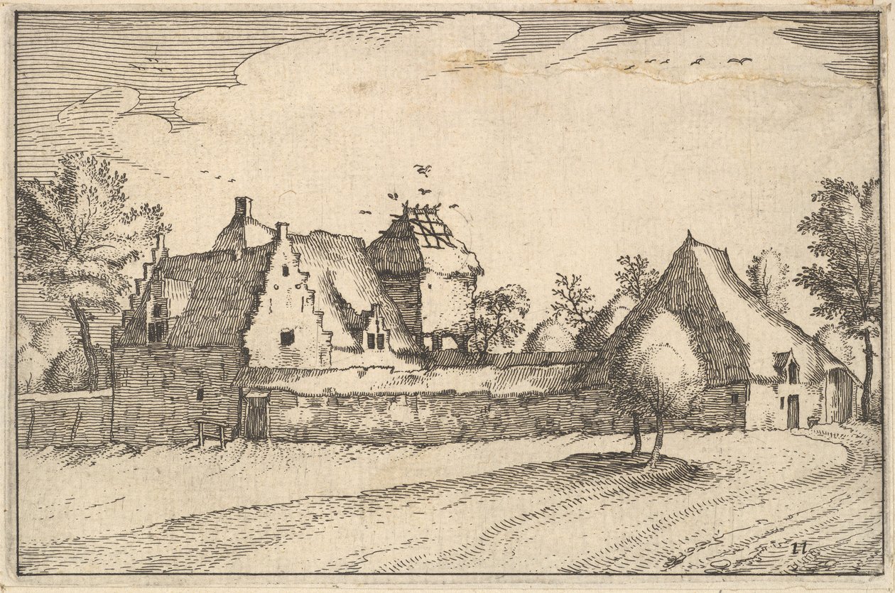 Walled Farm, tallrik 11 från Regiunculae et Villae aliquot Ducatus Brabantiae, ca. 1610 av Claes Jansz Visscher