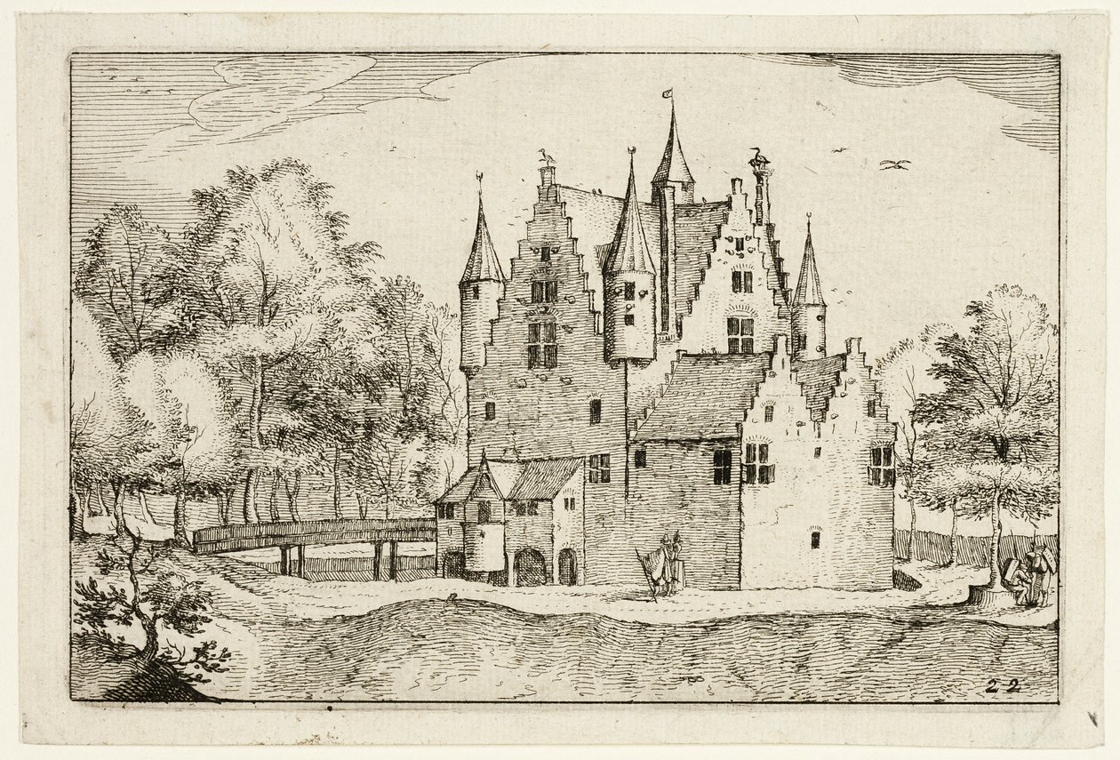 Ett slott, plansch 22 efter Bilder av gårdar, lanthus och rustika byar (Praediorum villarum et rusticarum casularum icones) av Claes Jansz. Visscher II