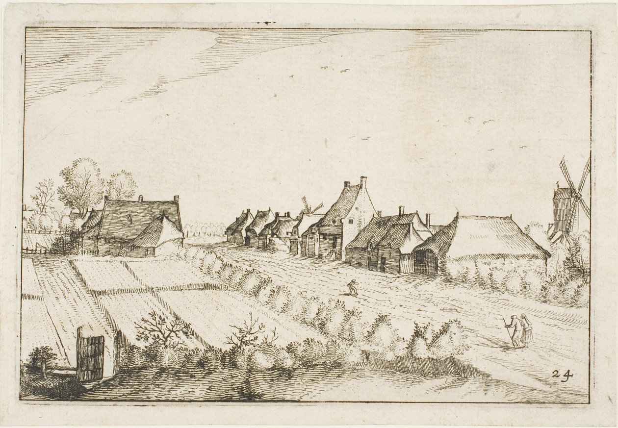 Åkrar och en väg, plansch 24 efter Bilder av gårdar, lanthus och rustika byar (Praediorum villarum et rusticarum casularum icones) av Claes Jansz. Visscher II