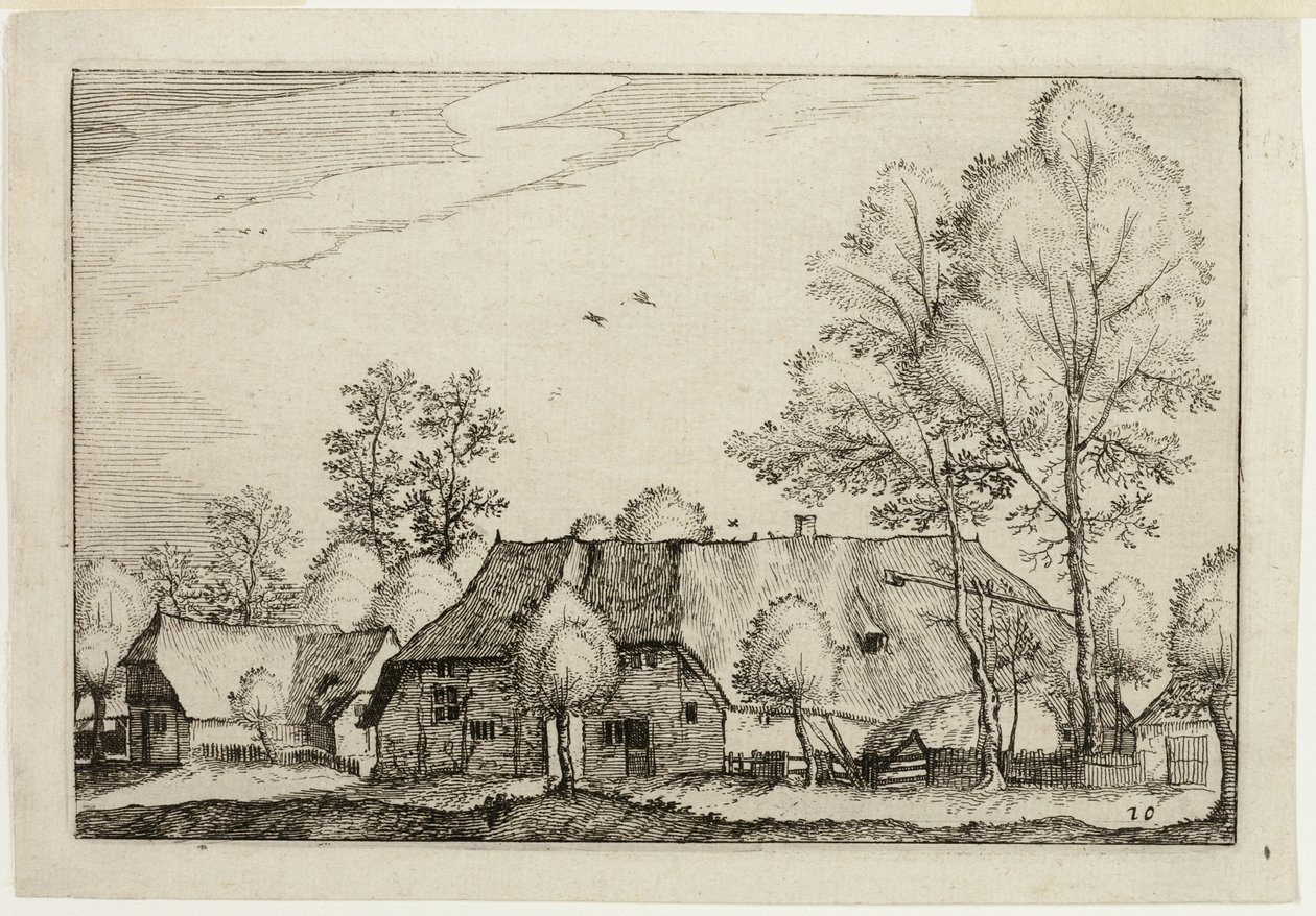 Stor gård, plåt tio efter Bilder av gårdar, lanthus och rustika byar (Praediorum villarum et rusticarum casularum icones) av Claes Jansz. Visscher II