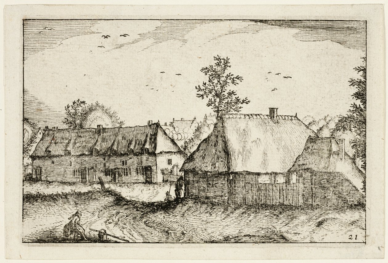 Stora skjul, plansch 21 efter Bilder av gårdar, lanthus och rustika byar (Praediorum villarum et rusticarum casularum icones) av Claes Jansz. Visscher II