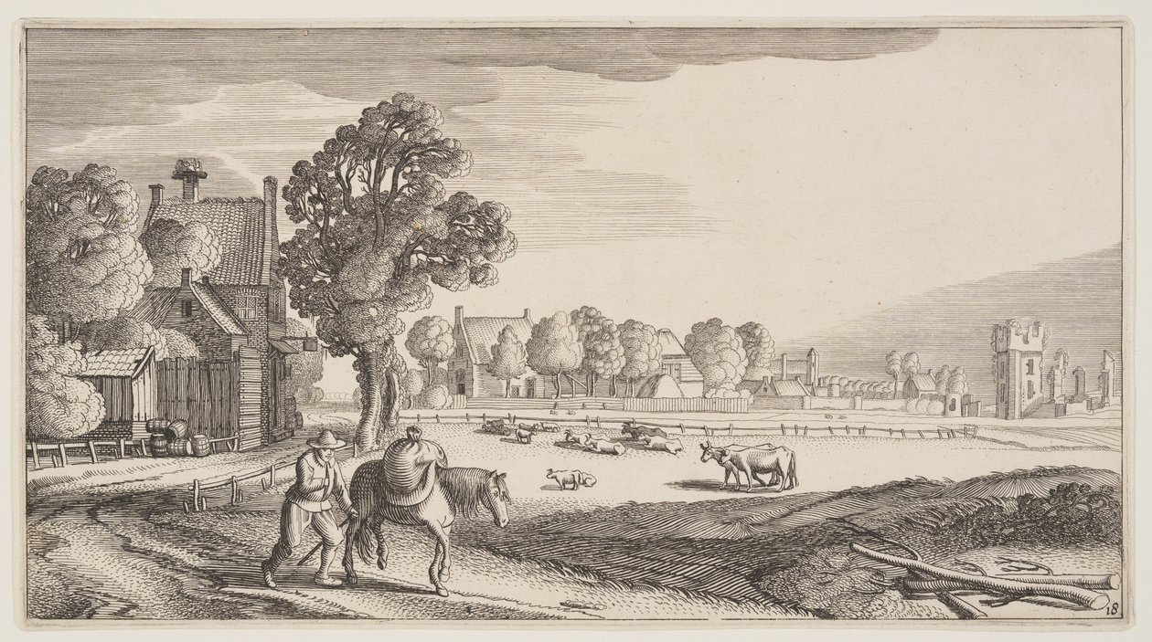 Vägar längs en betesmark, från Landscapes (Playsante Lantschappen) av Claes Jansz. Visscher II
