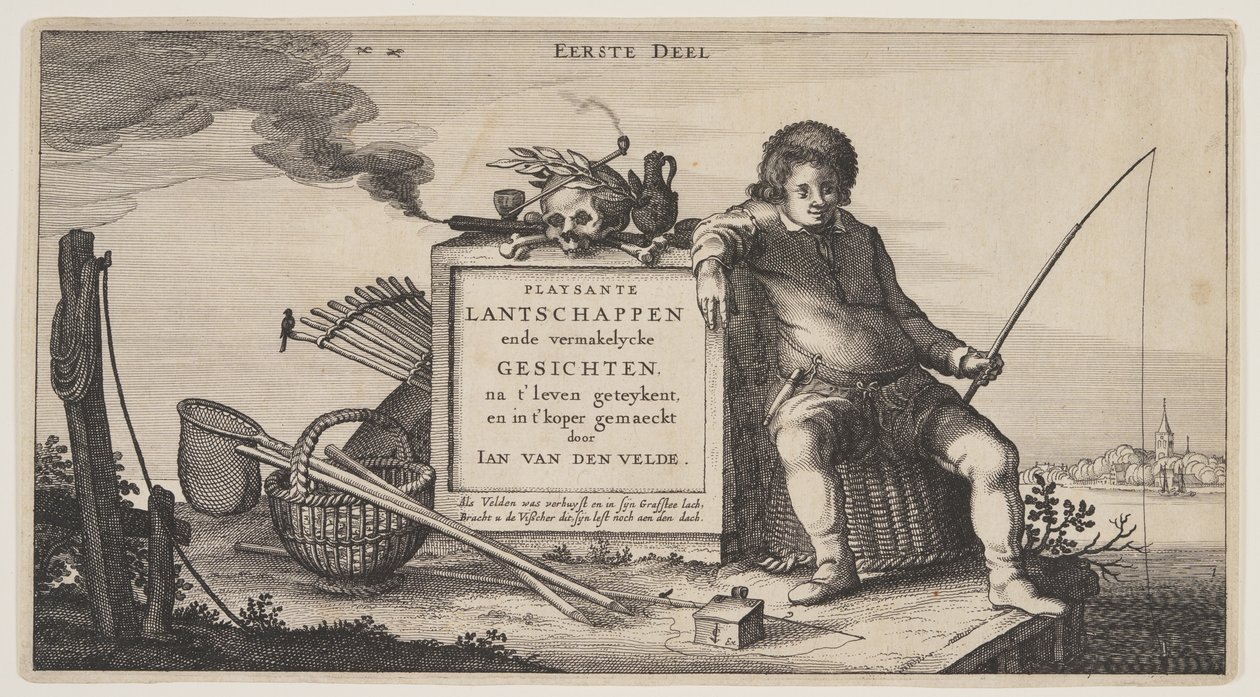 Titelsida, från Landskap (Playsante Lantschappen) av Claes Jansz. Visscher II