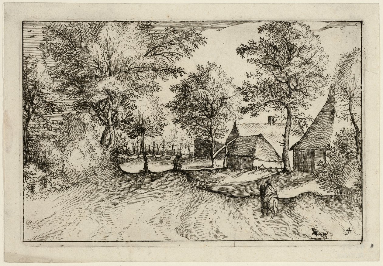 Village Road, plansch fyra efter Bilder av gårdar, lanthus och rustika byar (Praediorum villarum et rusticarum casularum icones) av Claes Jansz. Visscher II