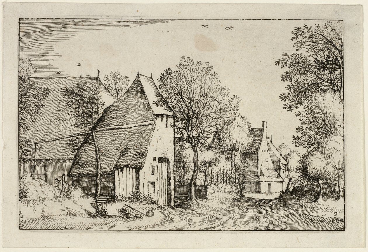 Village Road, plansch tre efter Bilder av gårdar, lanthus och rustika byar (Praediorum villarum et rusticarum casularum icones) av Claes Jansz. Visscher II