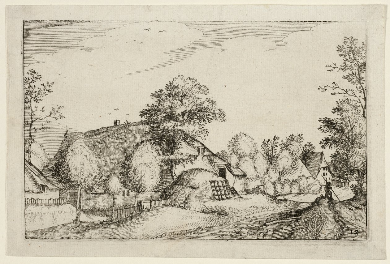 Village Road, plansch tolv efter Bilder av gårdar, lanthus och rustika byar (Praediorum villarum et rusticarum casularum icones) av Claes Jansz. Visscher II