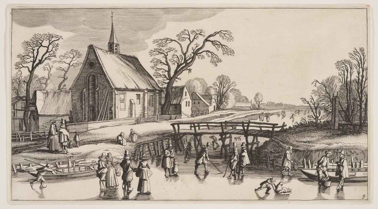 Vinterlandskap, från Landskap (Playsante Lantschappen) av Claes Jansz. Visscher II
