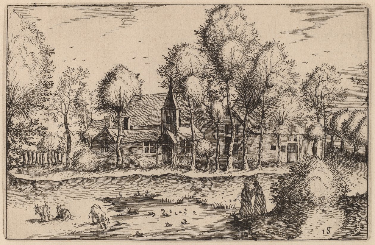En damm av Claes Jansz Visscher after Johannes van Doetechum, the Elder after Lucas