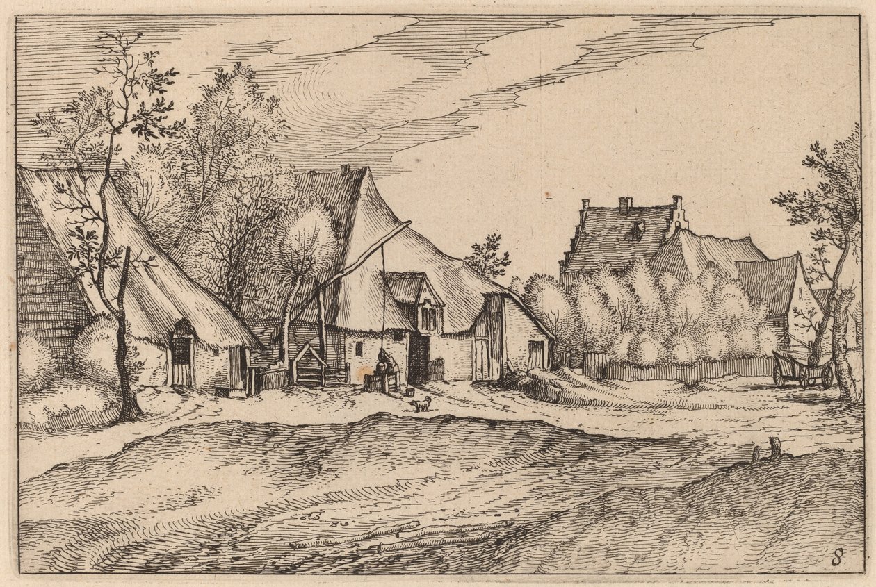 Gårdar i en by av Claes Jansz Visscher after Johannes van Doetechum, the Elder after Lucas