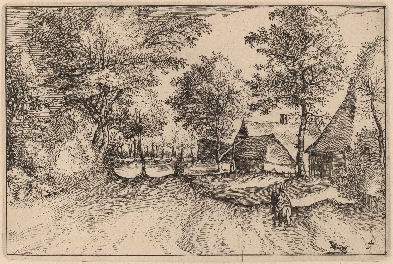 Village Road av Claes Jansz Visscher after Johannes van Doetechum, the Elder after Lucas