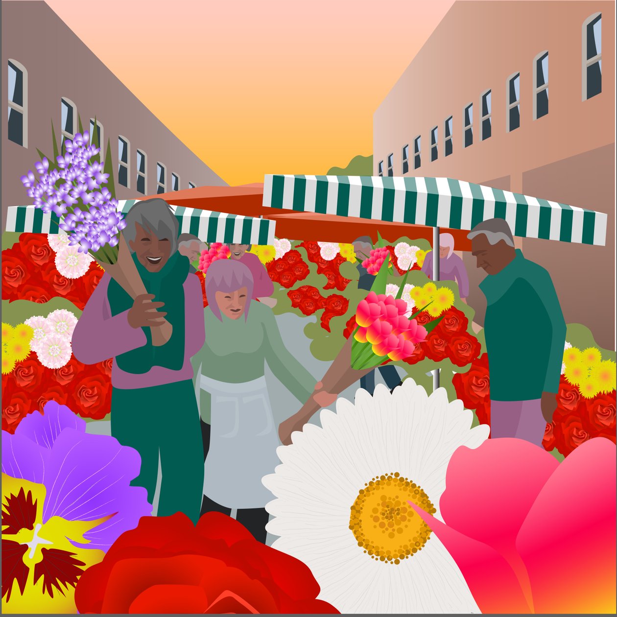 Blomstermarknad på Columbia Road av Claire Huntley