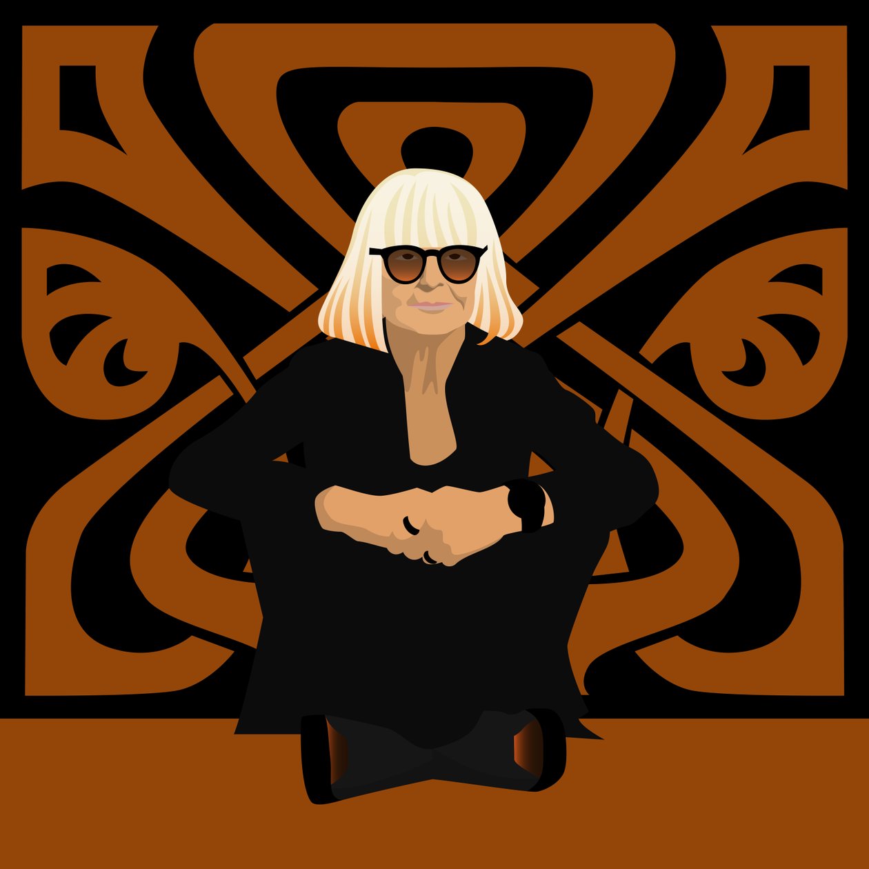 Porträtt av Barbara Hulanicki, modedesigner, grundare av Biba, inredningsarkitekt och illustratör av Claire Huntley
