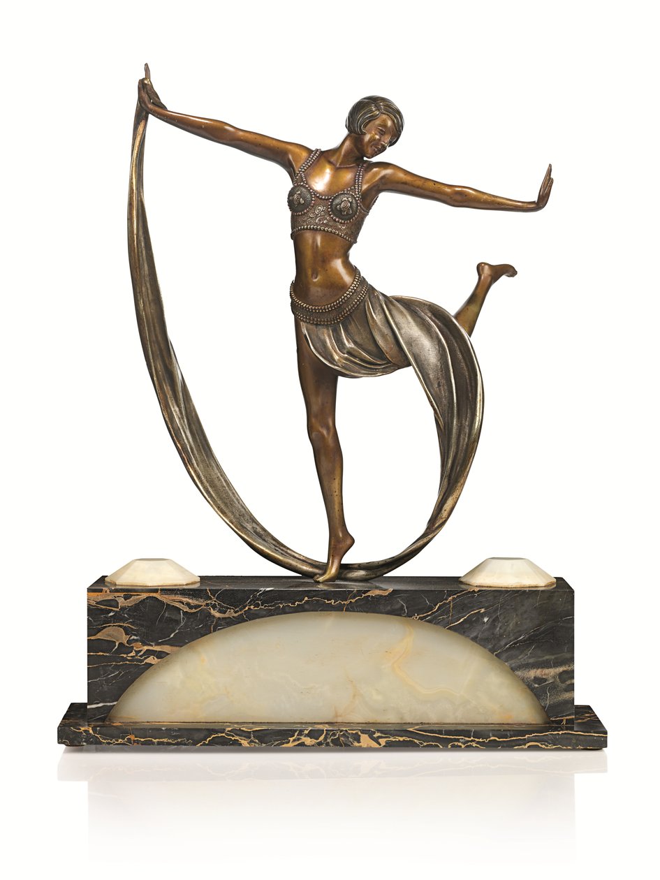 Art déco-figur med upplyst bas, 